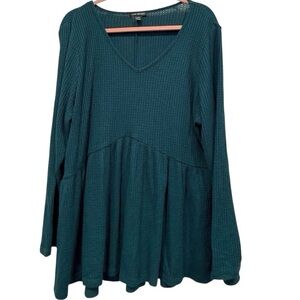 Lane Bryant Teal textured V-Neck Tunic size 18-20